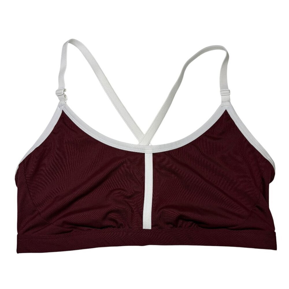 All in Motion - Target Maroon & White Strappy Back Sports Bra Women's Size XL